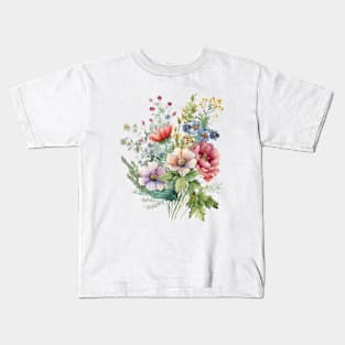 Watercolor wildflowers Color Kids T-Shirt